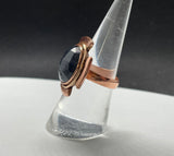 Faceted Blue Dumortierite Ring in a Unique Copper Setting.