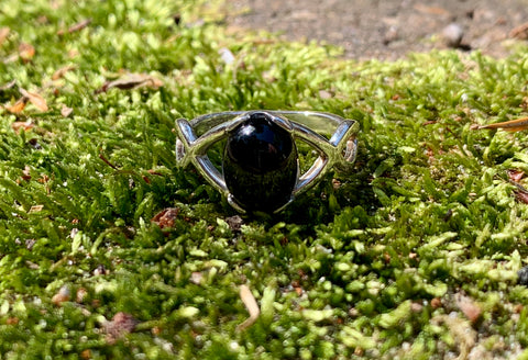 Sterling Silver Black Onyx Ring - size 8