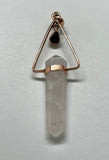 Rose Quartz Point Pendant in Copper with Dangling Garnet Accent
