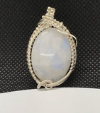 Iridescent Rainbow Moonstone Pendant in Sterling Silver