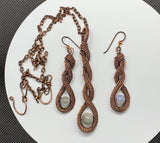 This Necklace and Earring Set features Wire Wrapped and Braided Copper with Labradorite Beads.