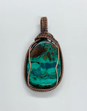 Dazzling Malaquoise and Wire Wrapped Copper Pendant. 