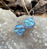 Sparkling Czech Glass Moon Earrings in Sterling Silver.