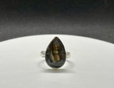 Flashy Sterling Silver Checker Cut Labradorite Ring. Size 8.25.