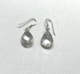 Sterling Silver Faceted Clear Quartz Earrings. 