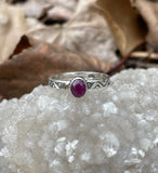 Sterling Silver Natural Ruby Ring with decorative band.