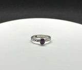 Sterling Silver Natural Ruby Ring with decorative band.