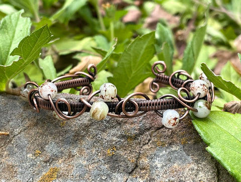 Whimsical Copper and Glass Bead Bracelet