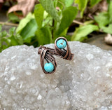 Adjustable Turquoise and Copper Ring