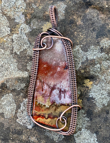 Polished Agate Slice Pendant in Copper