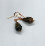 Handmade African Green Brown Opal earrings