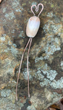 Hammered Copper Olive Shell Hair Stick with a Heart on top. 