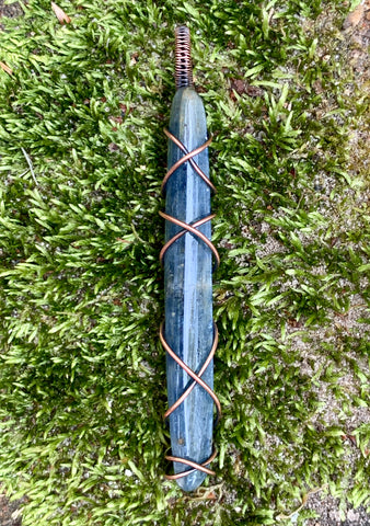 Kyanite Stick Pendant wrapped in Copper