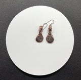 These stunning earrings feature natural Ammonite fossils set in warm copper, showcasing intricate spiral patterns that evoke a sense of ancient beauty. Designed with hypoallergenic ear wires, they are ideal for sensitive skin, allowing you to wear them comfortably. Perfect for fossil enthusiasts and lovers of unique, earthy jewelry, these earrings offer a timeless connection to nature.