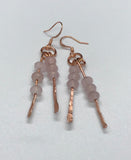 Rose Quartz and Hammered Copper Earrings