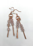 Rose Quartz and Hammered Copper Earrings