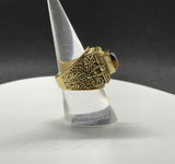 Brass Poison Ring with Tiger Eye. Size 7.