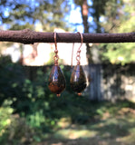 African Green Brown Opal earrings in Copper