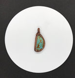 Burtis Blue Turquoise Pendant wrapped in Copper