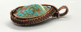 Burtis Blue Turquoise Pendant wrapped in Copper