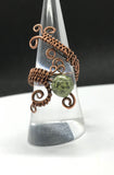 Serpentine and Copper wire wrapped Ring - Adjustable