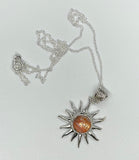 Flashy Sunstone Sun Necklace set in Sterling Silver.