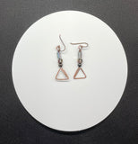 Hypoallergenic Hammered Copper Geometric Earrings with Glass Beads
