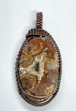 Druzy Agate Pendant in wire wrapped Copper