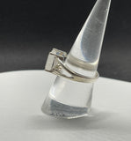 Sterling Silver Faceted Rectangle Rainbow Moonstone Ring. Size 7