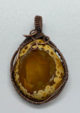 Tumbled Agate with Orbs Pendant wrapped in Copper
