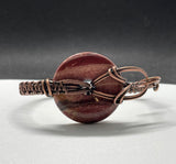 Red Brecciated Jasper and Wire Wrapped Copper Bracelet.