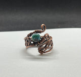 Adjustable Braided Copper and Stunning Blue Chrysocolla Ring.