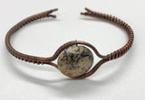 Agate and woven Copper Bangle Bracelet - adjustable
