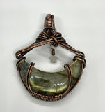 Labradorite Moon Pendant in Copper with Amazonite Star