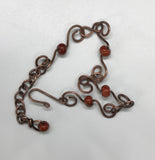 Red Brecciated Jasper and Copper Bracelet - adjustable
