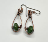 Wire wrapped Copper Earrings with Copper Ore Jasper and  Niobium Ear Wires.
