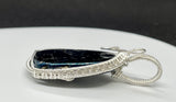 Beautiful Indigo Blue Covellite Pendant in wire wrapped Sterling (.925) and Fine (.999) Silver.
