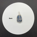 Beautiful Indigo Blue Covellite Pendant in wire wrapped Sterling (.925) and Fine (.999) Silver.