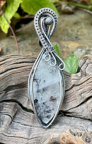 Dendritic Quartz Pendant in Sterling (.925) and Fine (.999) Silver.