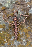 Copper Caduceus Pendant