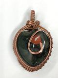 Bloodstone Heart Pendant wrapped in Copper