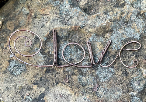 Hammered Copper and Wire Wrapped Copper "Love" Bookmark.  