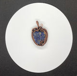 Raw Azurite Heart Pendant in Copper