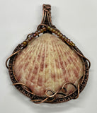 Calico Scallop Sea Shell Pendant in Copper