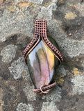 Beautiful Pink Labradorite Pendant wrapped in Copper