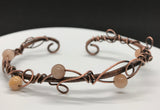 Coiled Copper and Sunstone Bracelet - adjustable