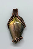 Beautiful Pink Labradorite Pendant wrapped in Copper