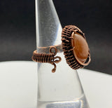 Sunstone and Copper Ring - adjustable size 6-6 1/2