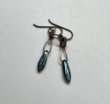 Hypoallergenic Iridescent Glass Dragon Fly Earrings in Copper with Niobium Ear Wires. 