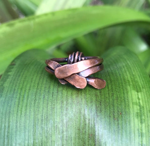 Copper Stacked Ring - size 6 1/2